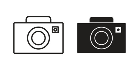 Retro camera icons, Line vector. solid symbol set