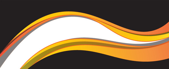 Vector black line orange background curve element with white space for text and message design, overlapping layers, vector