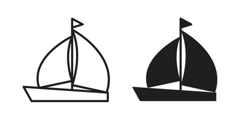 Sailboat icons, Line vector. solid symbol set