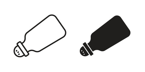 Salt shaker icons, Line vector. solid symbol set