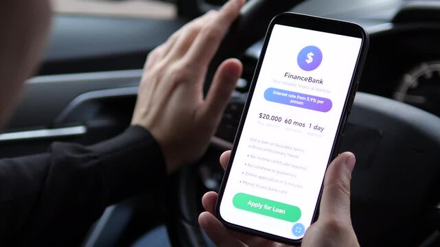 Cinematic slowmotion captures the intense moment of reviewing a preapproved loan offer with an effortless acceptance button. This clip builds suspense around a financial opportunity, representing