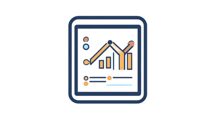 Tablet displaying financial data chart with graphs and bars illustration