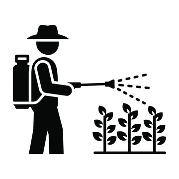 Icon of a farmer spraying crops with a backpack sprayer