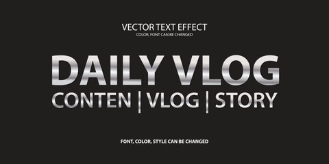 Minimalist metallic-gradient Daily Vlog text effect featuring clean modern lettering, soft reflections, and stylish cinematic appeal. Perfect for video intros, logos, thumbnails, branding, and socia