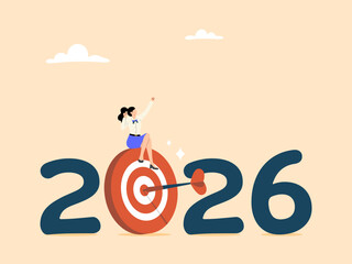 personal achievement goal concept, Year 2026 target, business challenge goal