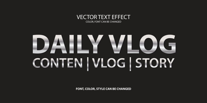 Minimalist metallic-gradient Daily Vlog text effect featuring clean modern lettering, soft reflections, and stylish cinematic appeal. Perfect for video intros, logos, thumbnails, branding, and socia