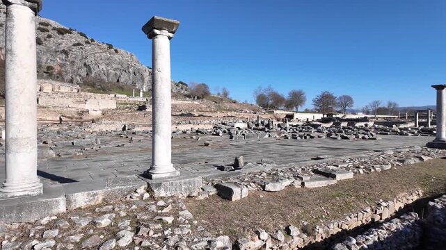 Ancient Ruins at archaeological area of Philippi, Eastern Macedonia and Thrace, Greece