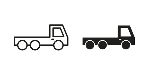 Truck container empty icons, Line vector. solid symbol set