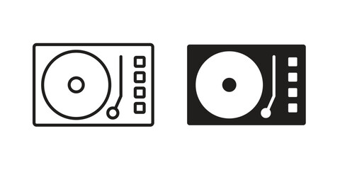 Obraz premium Turntable icons, Line vector. solid symbol set