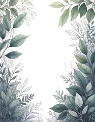 Vertical Frame Hand-Drawn Colorful Autumn Leaves Illustration