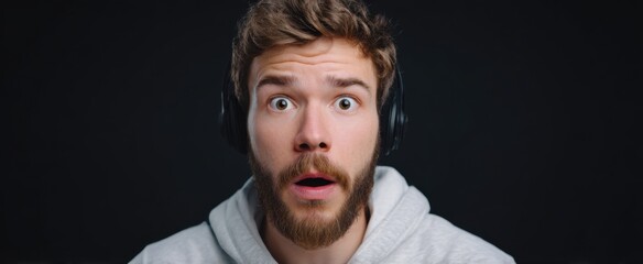 Gamer showing intense surprised expressions in a medium shot.