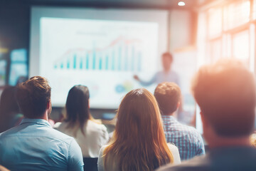 Fototapeta premium People attending a business marketing presentation 