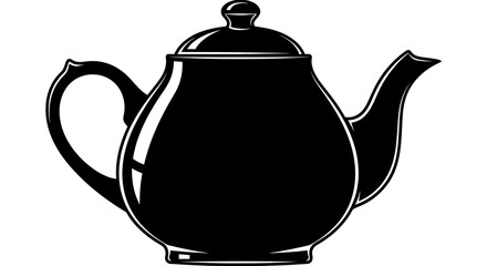 Classic Black Teapot Silhouette Vector Graphic on White Background.
