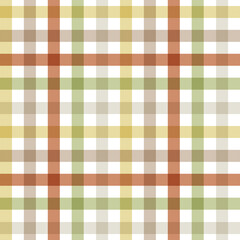 Seamless autumn plaid pattern in warm earth tones of orange, green,and yellow