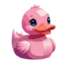 classic rubber duck, cute pink color, glossy plastic texture, feminine details