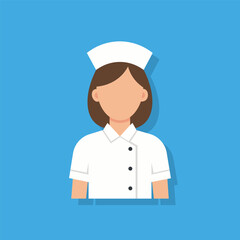 Female Nurse Flat Colored Vector on Blue Background