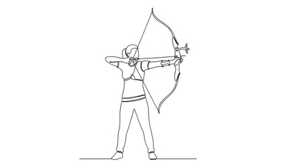 A line art of a person aiming bow. 