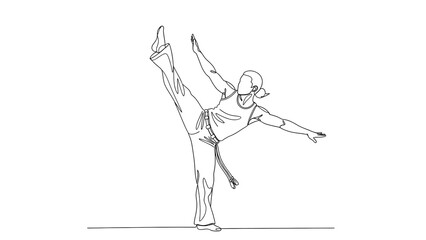 Line drawing of Capoeira pose representing the Brazilian martial art. 