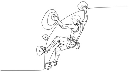 An illustration of a determined person scaling a climbing wall. 