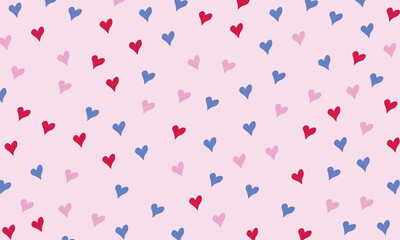 Pink background with multicolored hearts