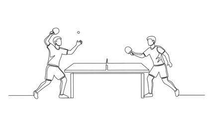 Players engaged in a thrilling game of table tennis. 