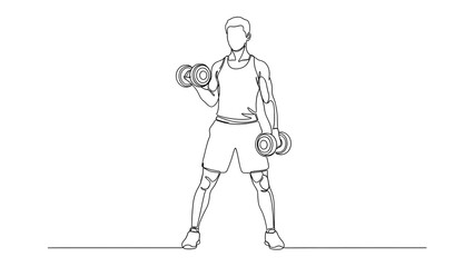A man working out with dumbbells. 