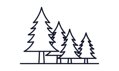 Obraz premium Pine Tree Line Icon
