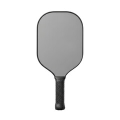 isolated matte medium-grey carbon fiber pickleball paddle with a black perforated grip, centered on a transparent background, flat lay studio product photography mockup concept