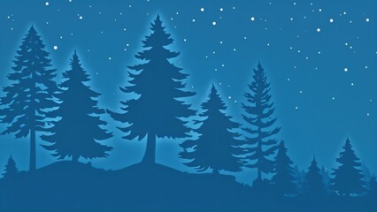 Obraz premium Winter Pines at Night – Starry Holiday Scene