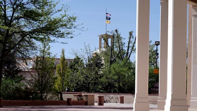 View of The Bataan Monument in Santa Fe from the Roundhouse, which is New Mexico&rsquo;s state capitol building