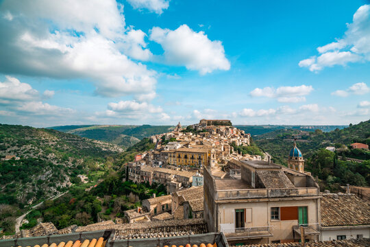 Breathtaking View of the Scenic Town in Sicily, Italy