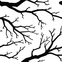 Isolated collection of black silhouettes of tree branches vector art with white background