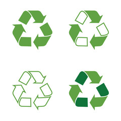 recycling symbols set, green recycle arrows icons