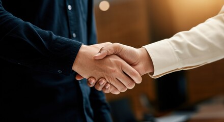 Fototapeta premium Business handshake between two professionals signaling agreement and partnership