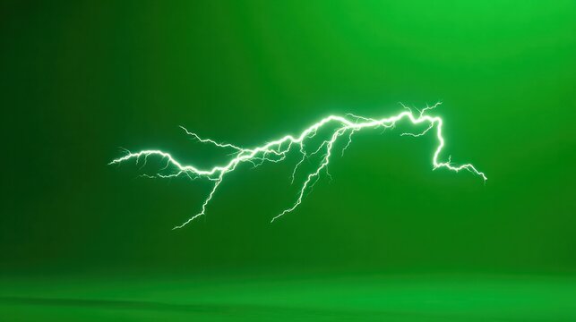 Electric Bolt: The power of a glowing lightning strike against a green backdrop, symbolizing energy and dramatic effects. - Powered by Adobe