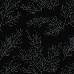 Floral Minimalistic Background with Leaves Japanese Style. Leaf Seamless Pattern. Botanical Pattern Background for Fabric, Textile, Surface Design. 