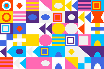 Vibrant geometric shapes and patterns in a cheerful abstract design