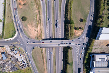 Aerial view of the city of Indaiatuba, São Paulo, Brazil. Santos Dumont Highway.