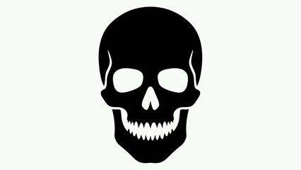 Fototapeta premium Skull Silhouette: Black Frontal View Illustration with Eye Sockets, Teeth, and Nasal Cavity for Hazard UI and Symbolic Visual Storytelling