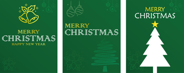 Merry Christmas Card Set &ndash; Modern Minimal Festive Greeting Art