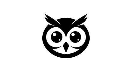Obraz premium Cute Minimalist Owl Head Logo Design with Big Eyes.