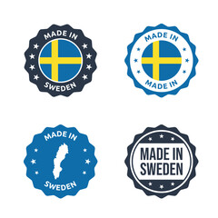 made in Sweden labels set, made in Kingdom of Sweden product stamp