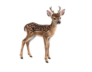 Fototapeta premium Baby Fawn Standing Still, Isolated, Young Deer Wildlife Portrait