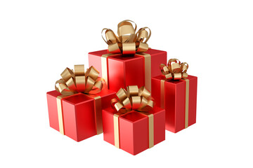 red gift boxes with ribbon isolated on white