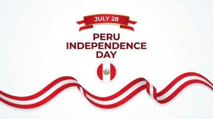 peru independence day background with round emblem of the national flag on white space bold typography with the text clean modern design copy space