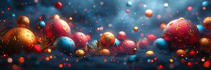 Panoramic View of Whimsical Floating Spheres in a Dreamy, Cosmic Atmosphere