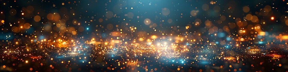 Panoramic Bokeh Lights Abstract Background Glowing Sparkles Celebration Holiday