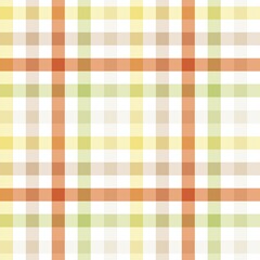 Seamless Plaid Pattern Background. Classic Tartan Checkered Design in Orange, Yellow, Green, and White Tones.