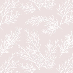 Floral Minimalistic Background with Leaves Japanese Style. Leaf Seamless Pattern. Botanical Pattern Background for Fabric, Textile, Surface Design. 