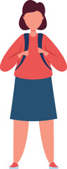 Female student with backpack standing ready for school